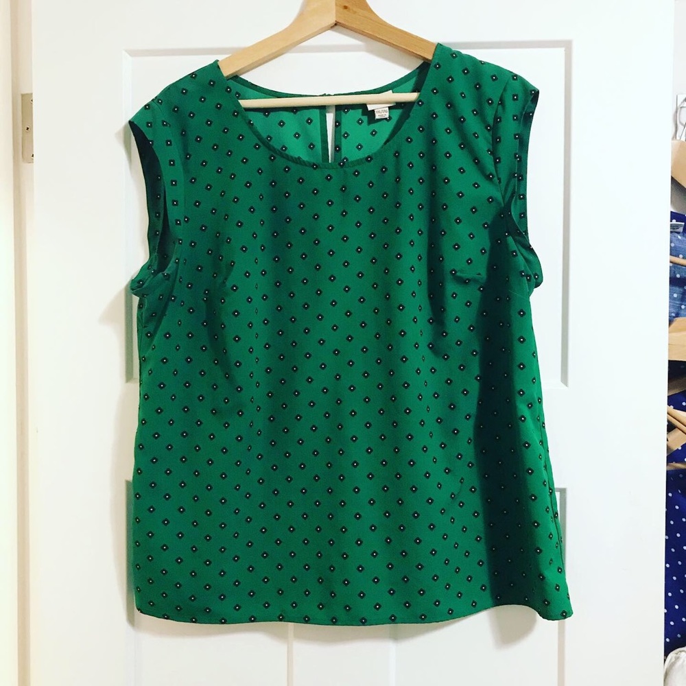 Green Cap-Sleeve Blouse